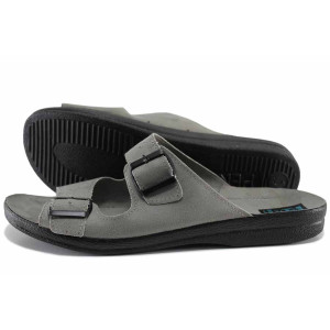 Сиви домашни чехли, анатомични, текстилна материя - всекидневни обувки за пролетта и лятото N 100021668